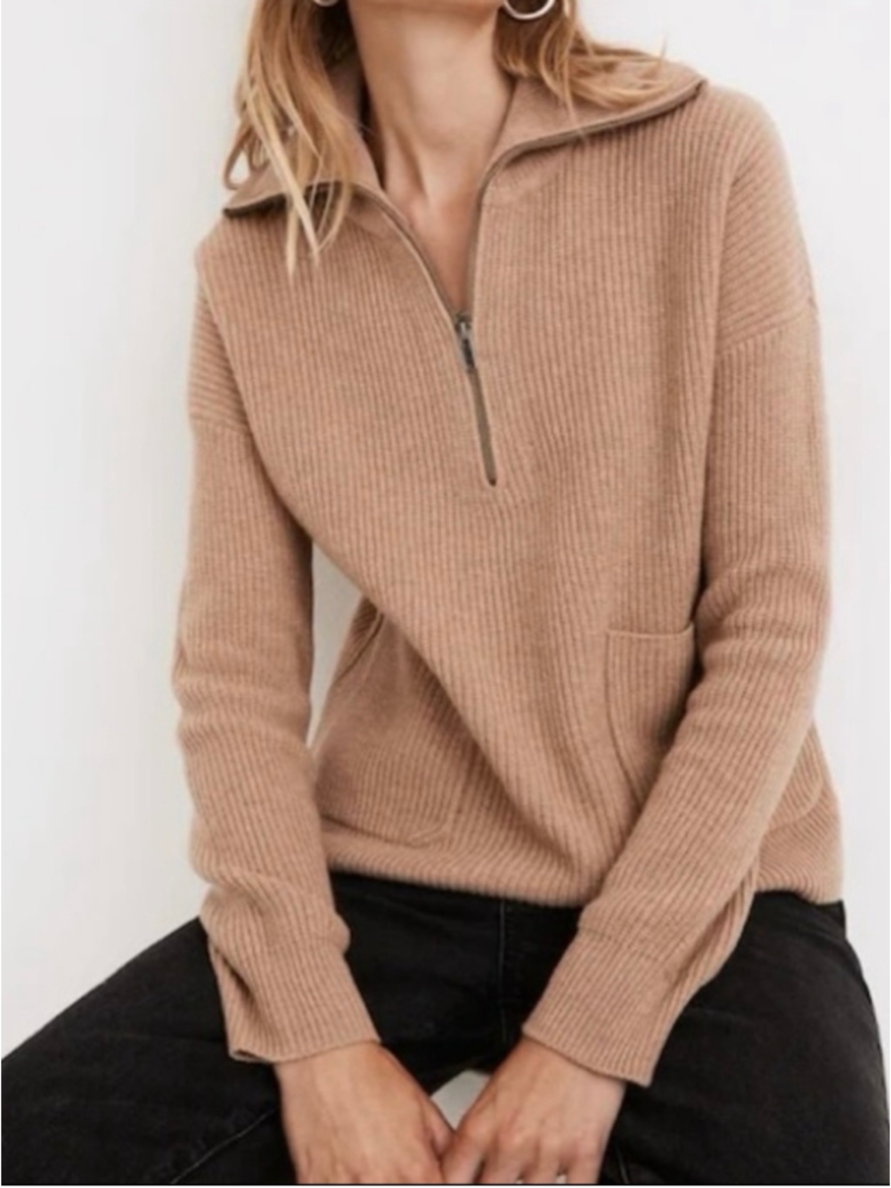 Madewell Glenbrook Half-Zip Pullover Sweater Small Heathered Saddle